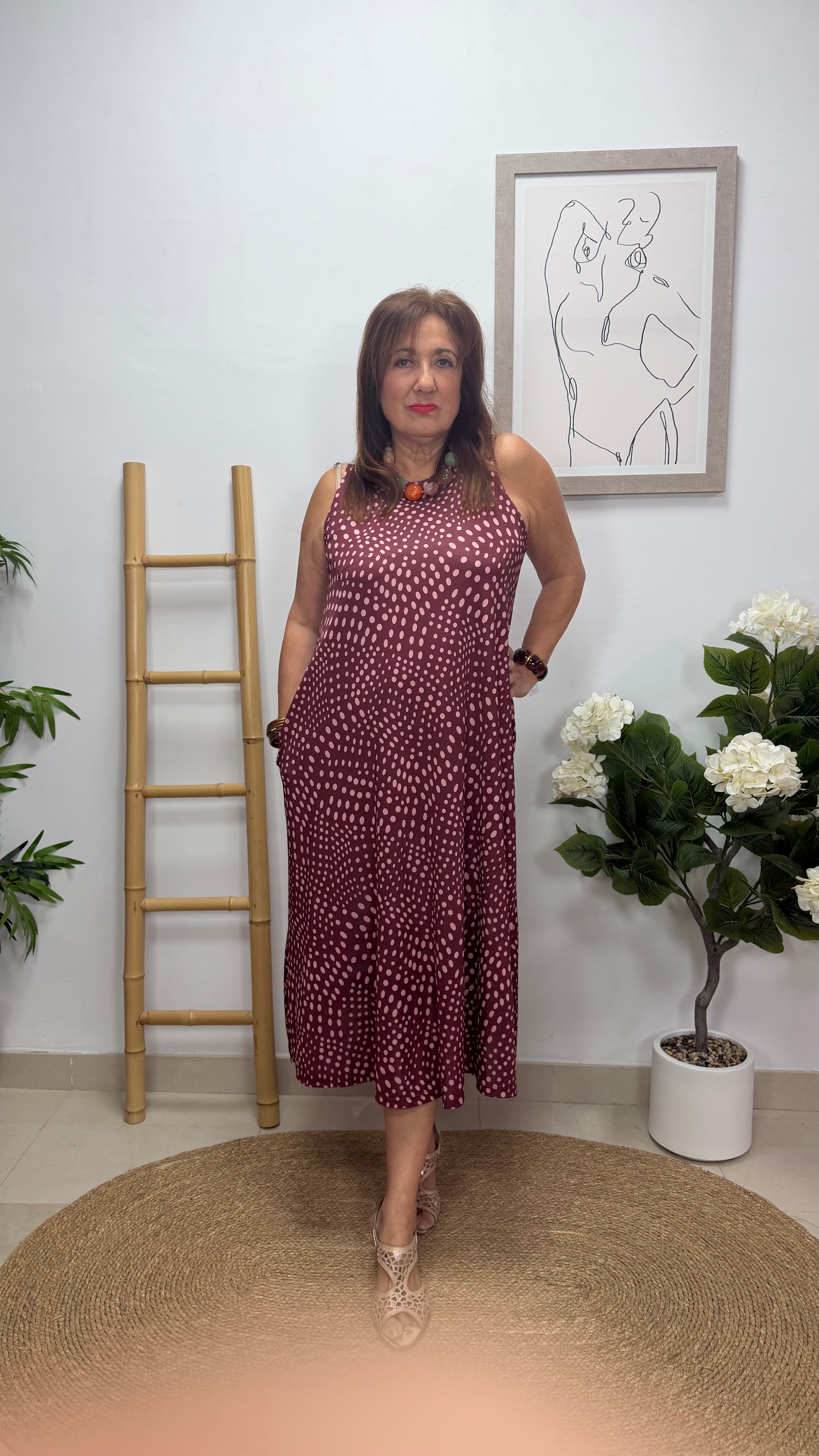 Vestido Lunar Burdeos/Rosa
