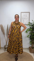 Vestido Redes Dorado/Berengena