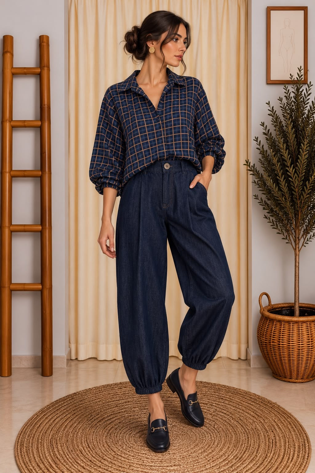 Blusa Cuadritos Azul