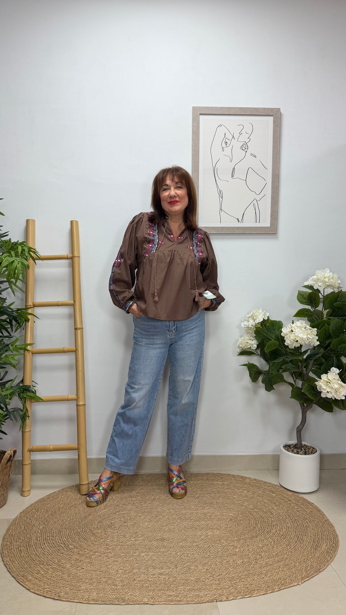 Camisa Étnica Marrón