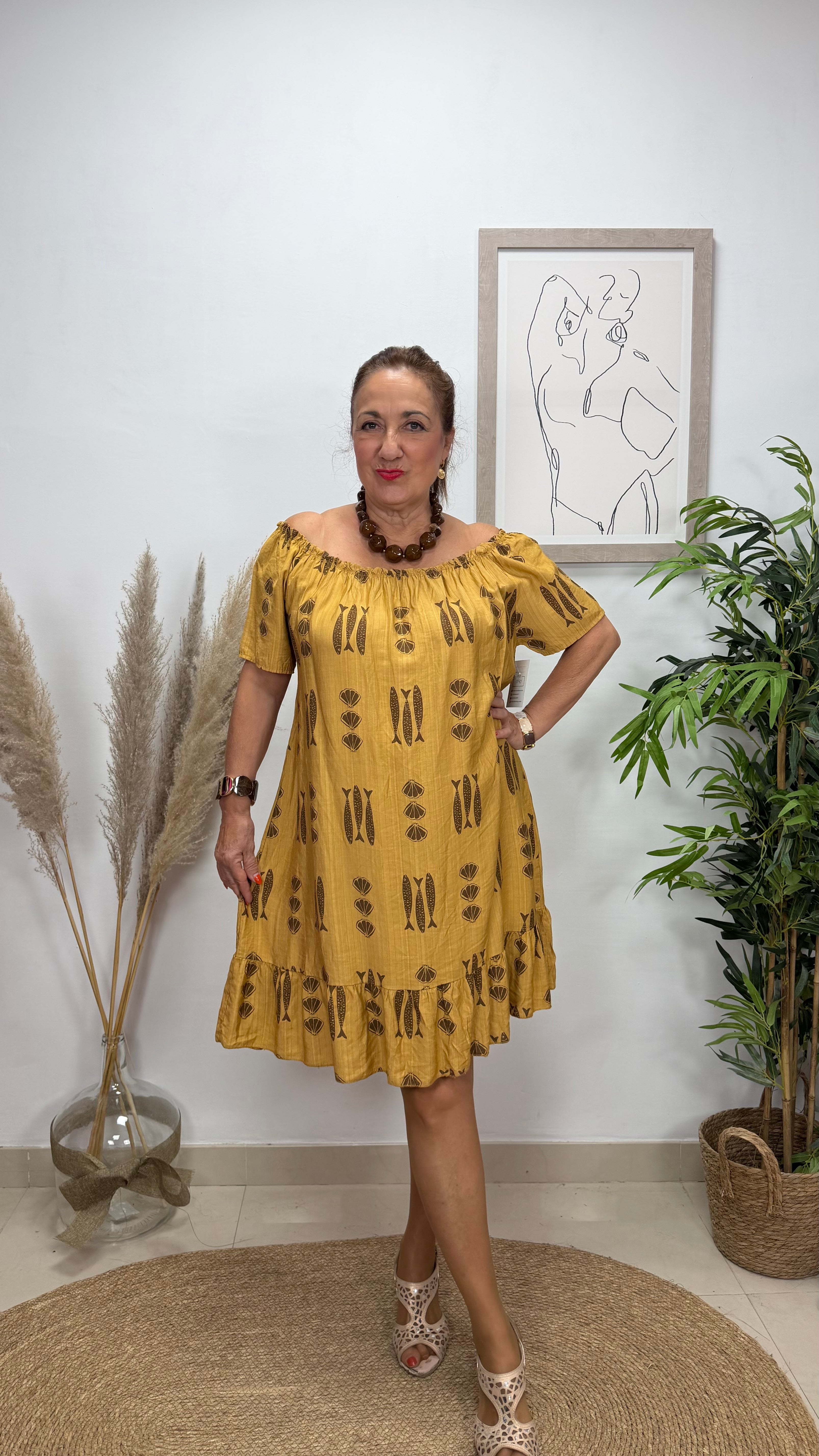 Vestido Corto Bambula Peces