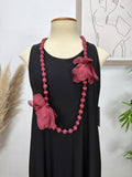 Collar Caramelo Flor Burdeos