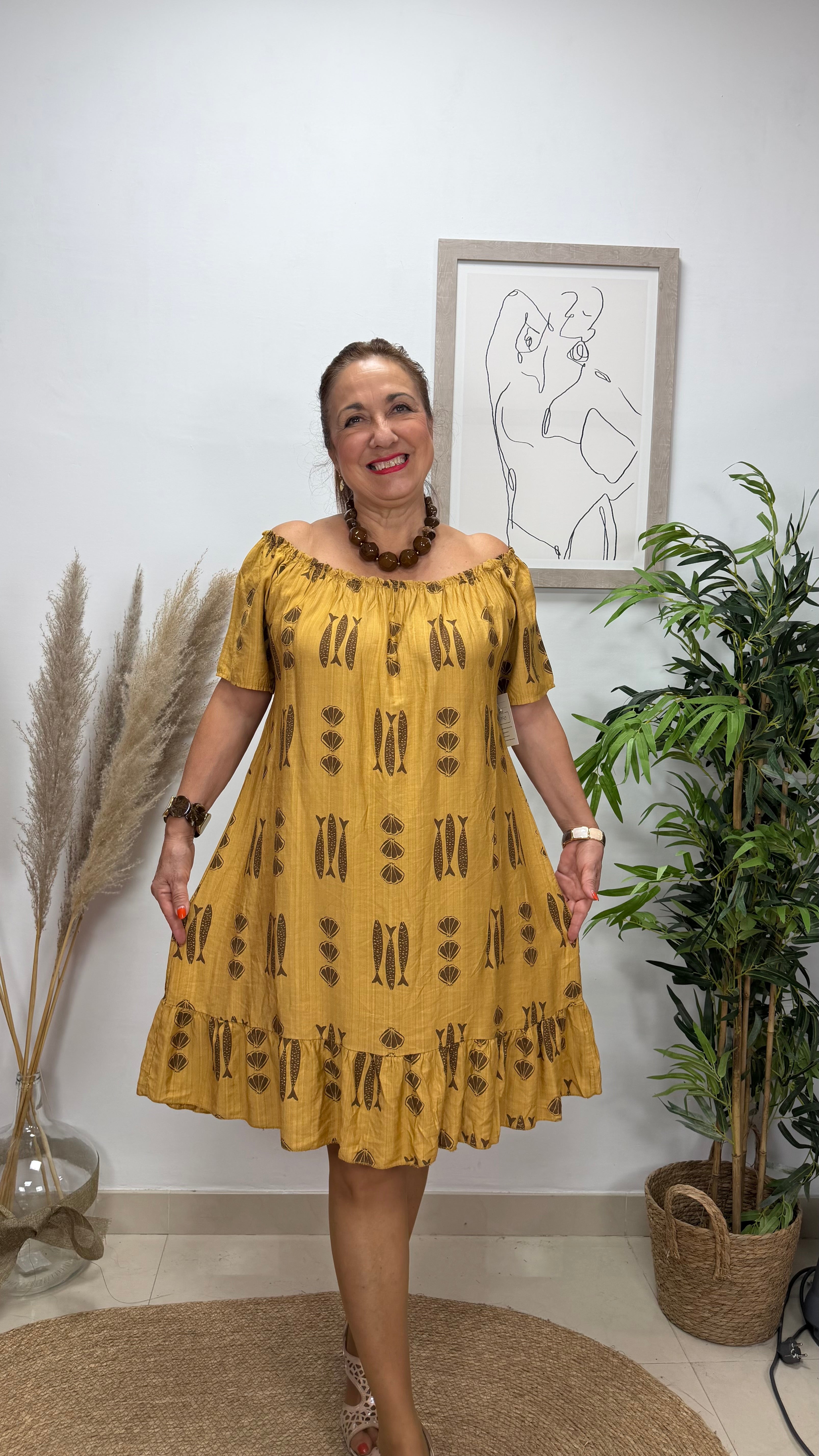 Vestido Corto Bambula Peces