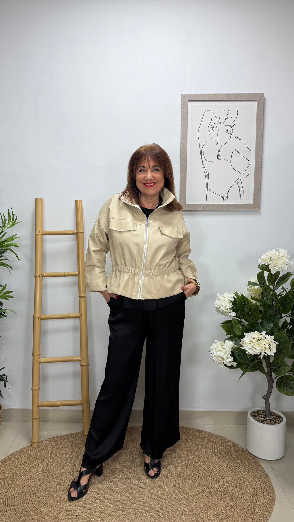 Cazadora Polipiel Beige