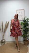 Vestido Corto Ramas Naranja