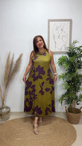 Vestido Orquídea Lima-Berengena