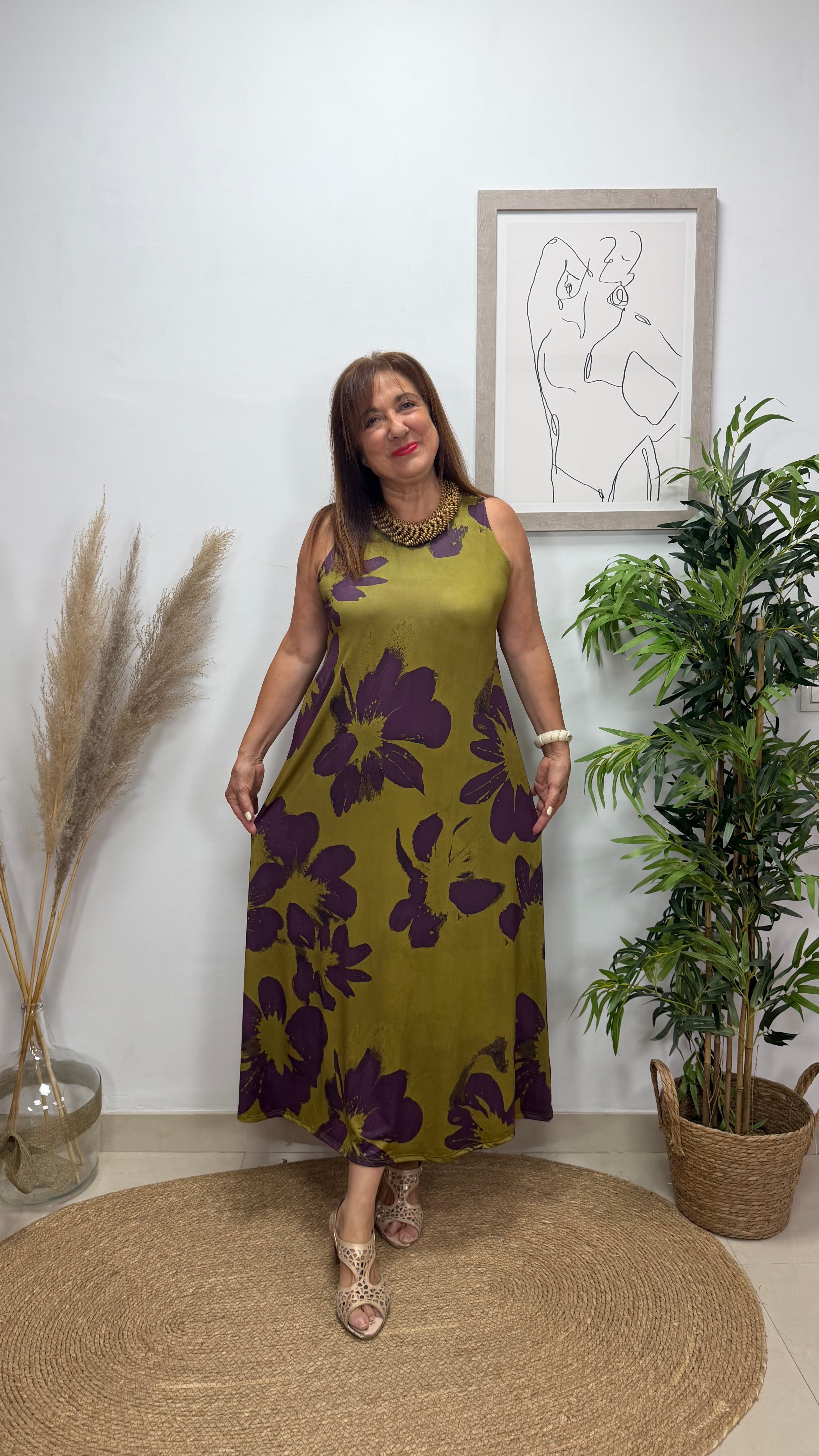 Vestido Orquídea Lima-Berengena