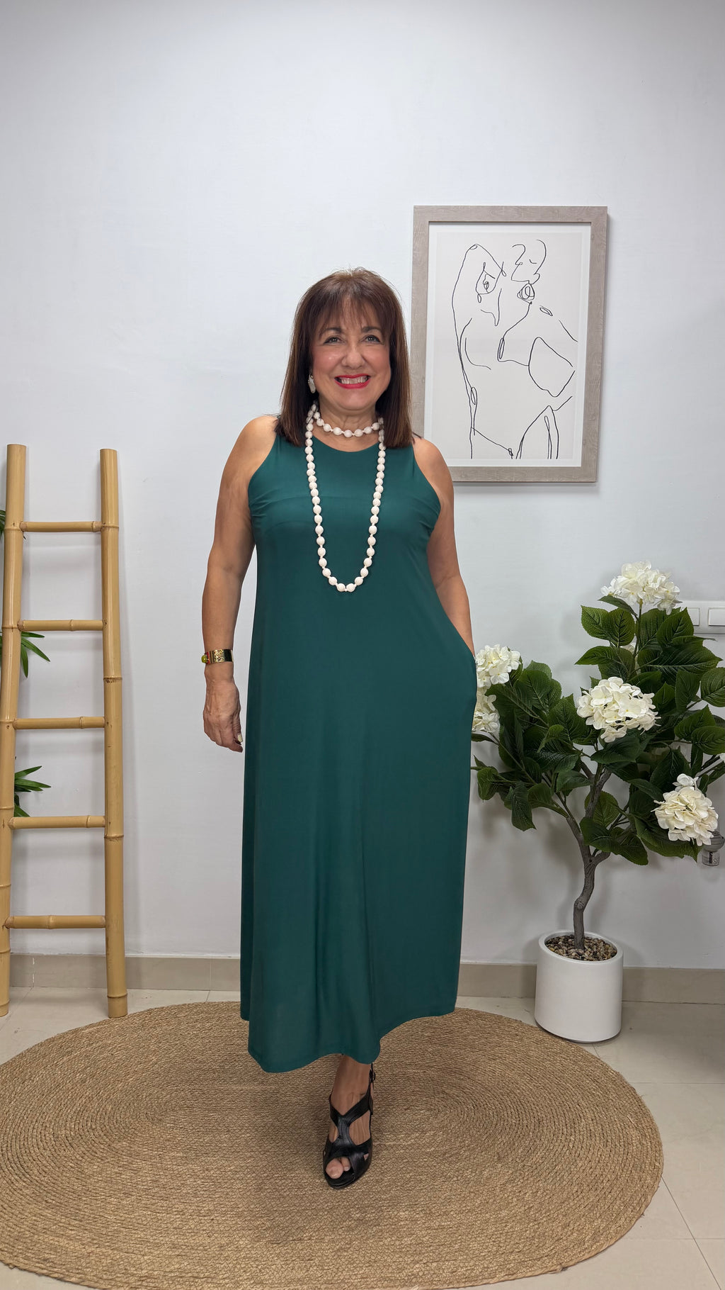 Vestido Estrella Verde Pato con bolsillo